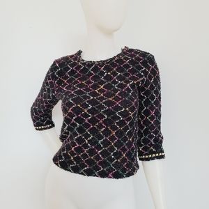Zara boucle multi color knit sweater size small